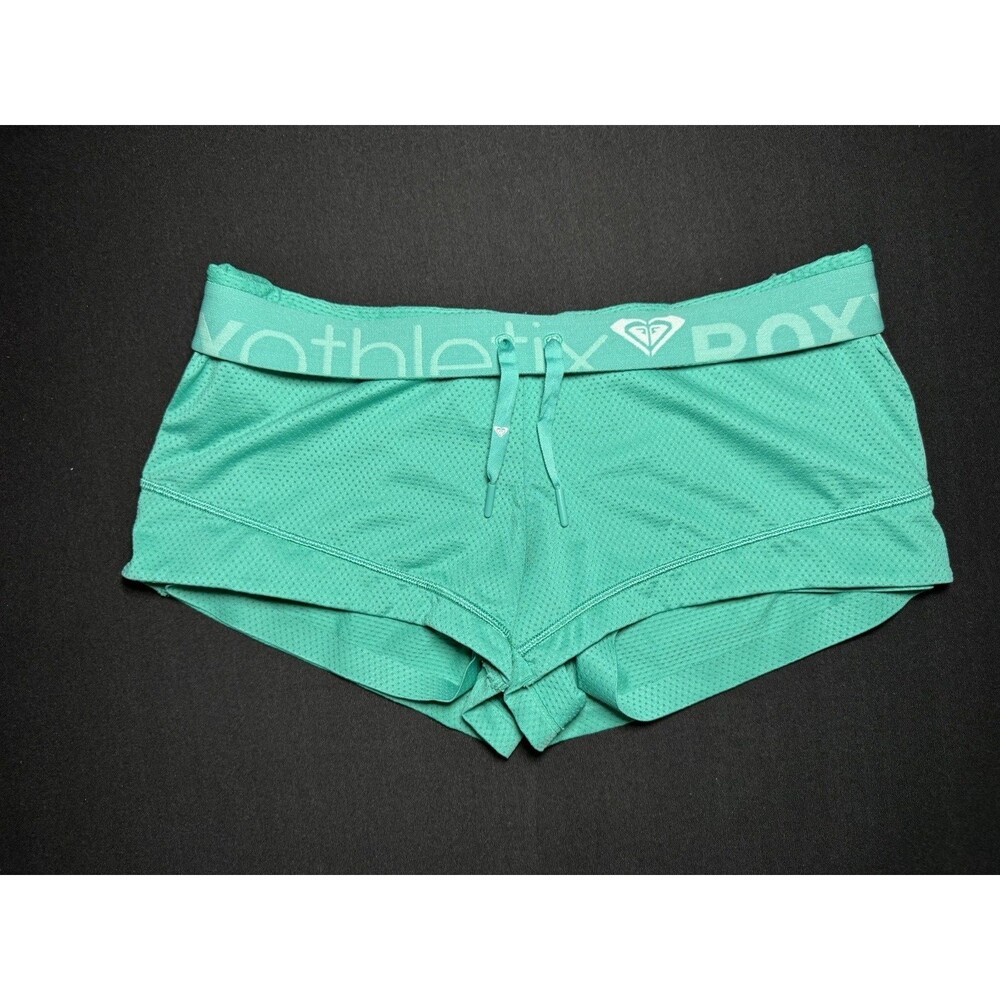 ROXY Y2K Teal Micro Netted Short Shorts Low Rise Surf Athletic 30" W - Picture 3 of 5